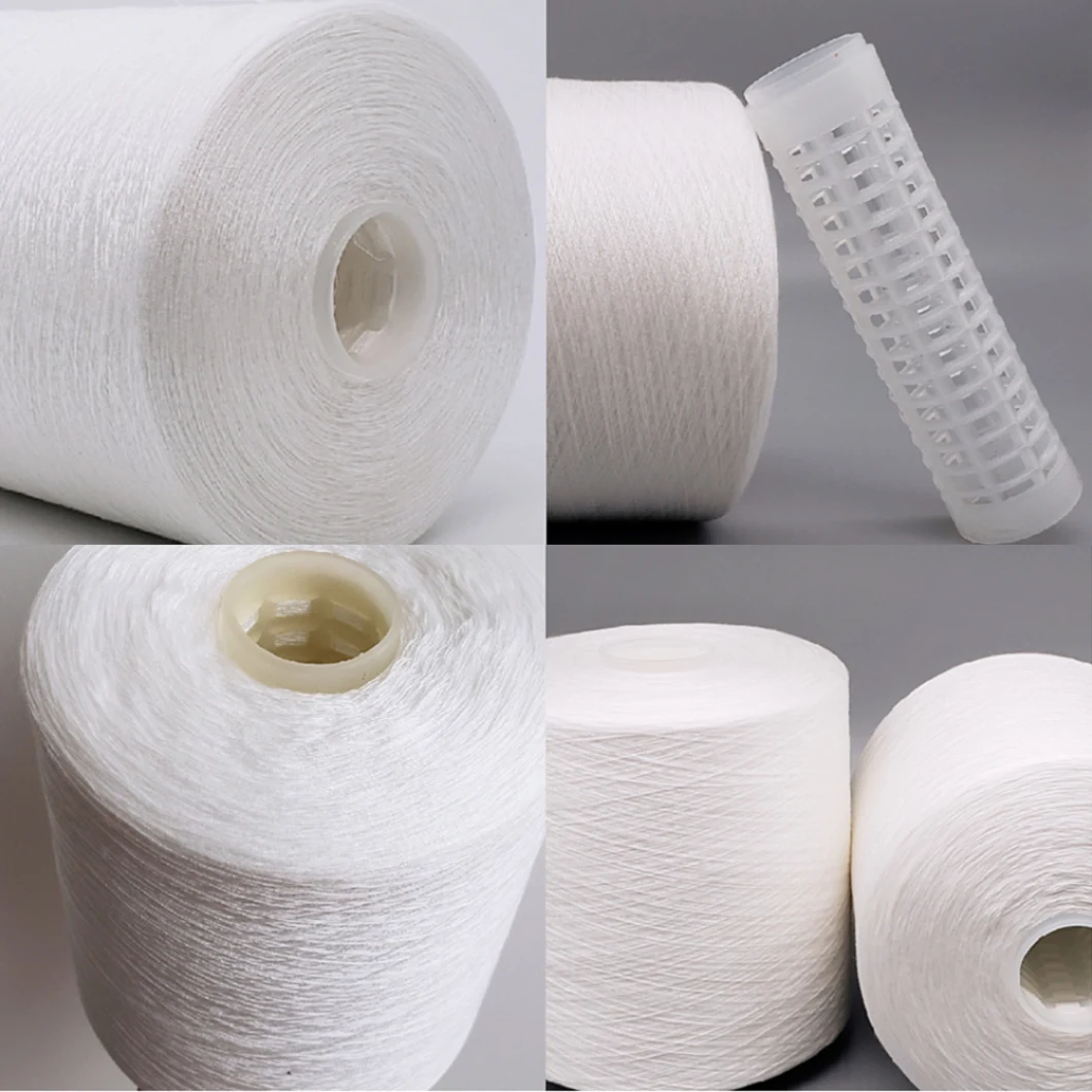 100% Spun Polyester Yarn 20s/3 Raw White on Paper Cone for Jeans Sewing